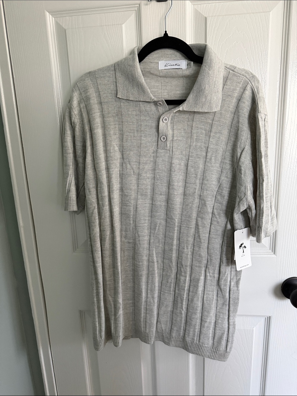 Kinetix Light Gray Ribbed Polo Shirt